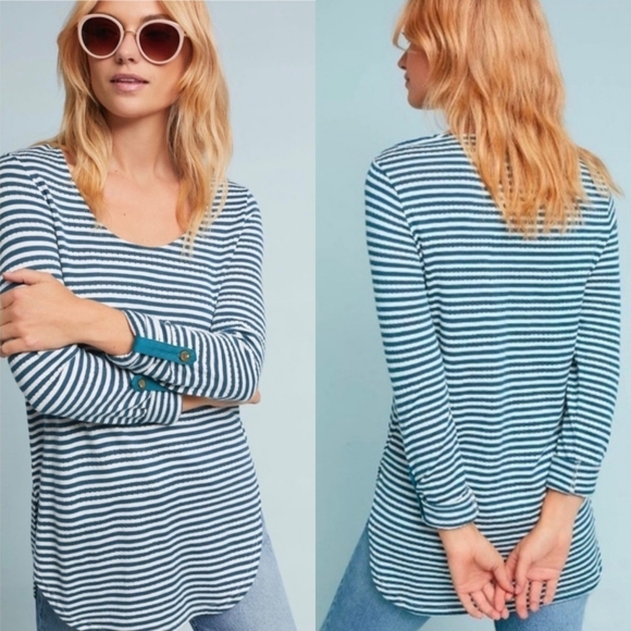 Anthropologie Tops - Anthropologie x Akemi + Kin "Sylvie Pointelle Top" Stripe Blue White | Women's M